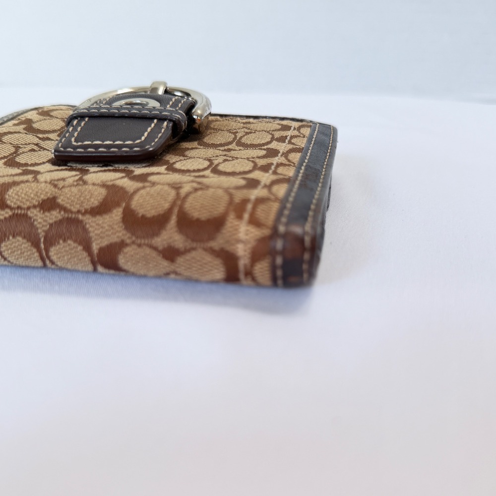 Coach SOHO Bifold Wallet Womens Brown Signature Jacquard Buckle Snap - Picture 7 of 16